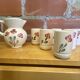 Old Service Juice Jug + 6 White Ceramic Glasses with Flower Wine Decor