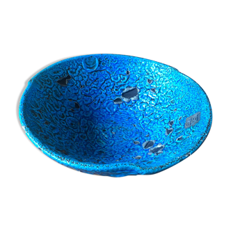 Salad bowl hollow dish ceramic artisanal sea foam cyclops blue