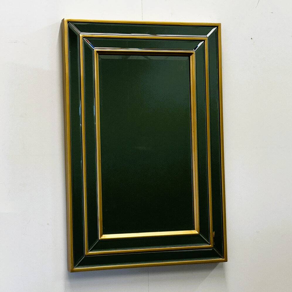 Mid-century modern mirror with layered brass frame, 1980s