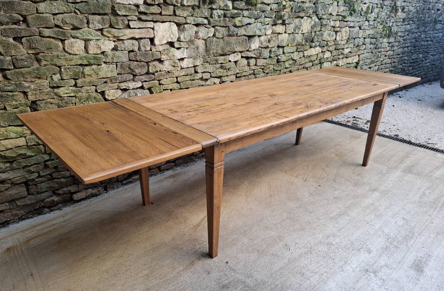 Table de ferme chêne 320 cm avec allonges 