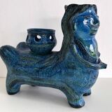 Aldo Londi for Bitossi Rimini Blu Ceramic Plant Centaur Sculpture, Italy, 1