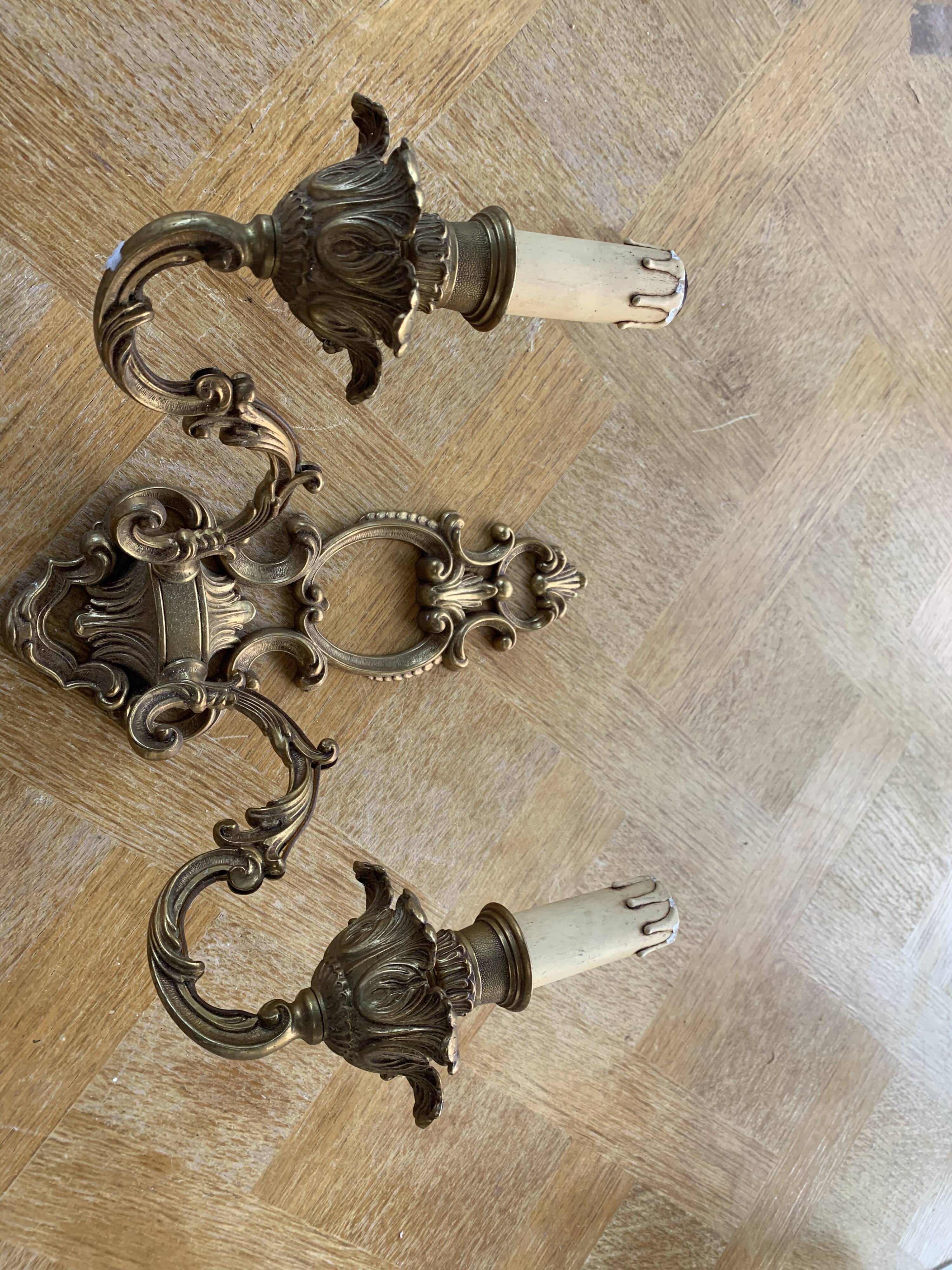 Wall lamp in gilded bronze style Louis XV baroque vintage