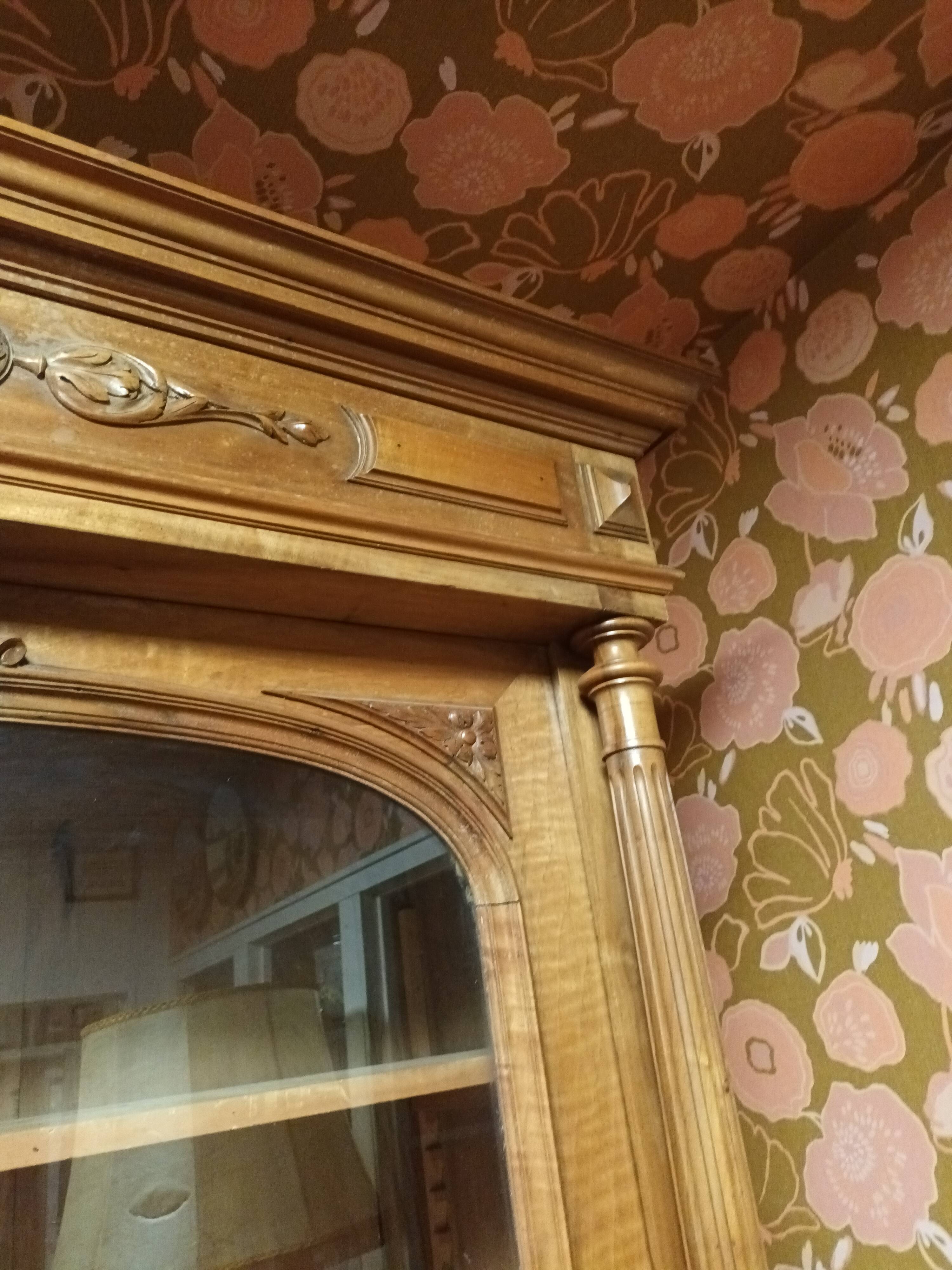 Walnut glass cabinet