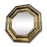 Sandro Petti enormous octagonal mirror brass chrome 1970s Maison Jansen