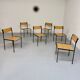 6 anciennes chaises en métal et bois design italien des années 80 vintage