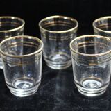 Ensemble 5 verres à liqueur avec filets dorés - Art Déco 1940 certifié