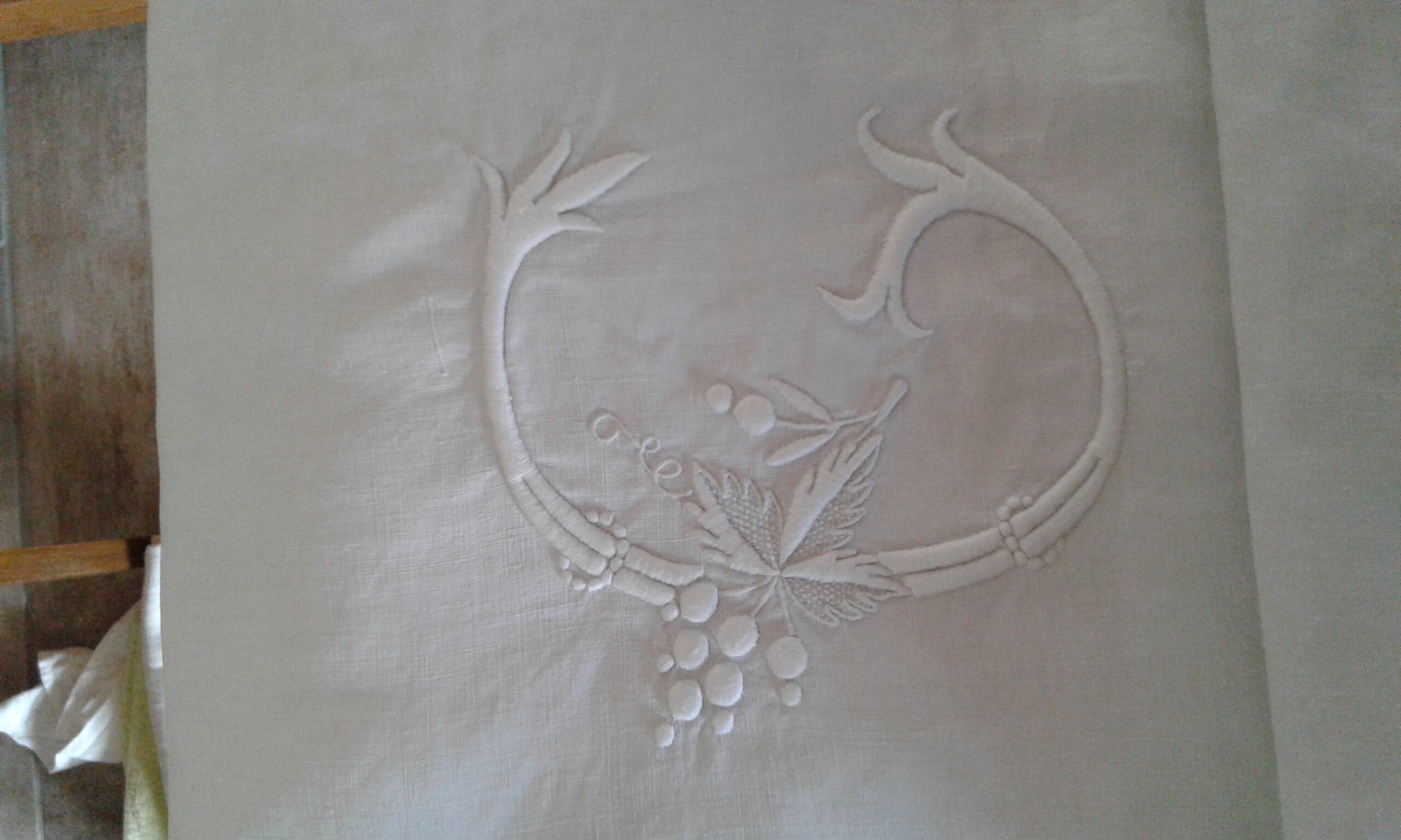 Old sheet .linen thread .large embroidery CD