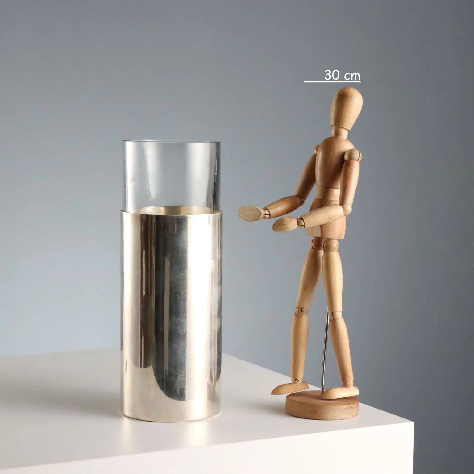 Vintage crystal and silver vase, Italy, 20th century