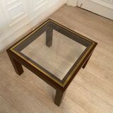 Brown laqué steel coffee table, Belgium, 1980