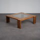 Table basse moderniste en wengé et verre, Pays-Bas, années 1970