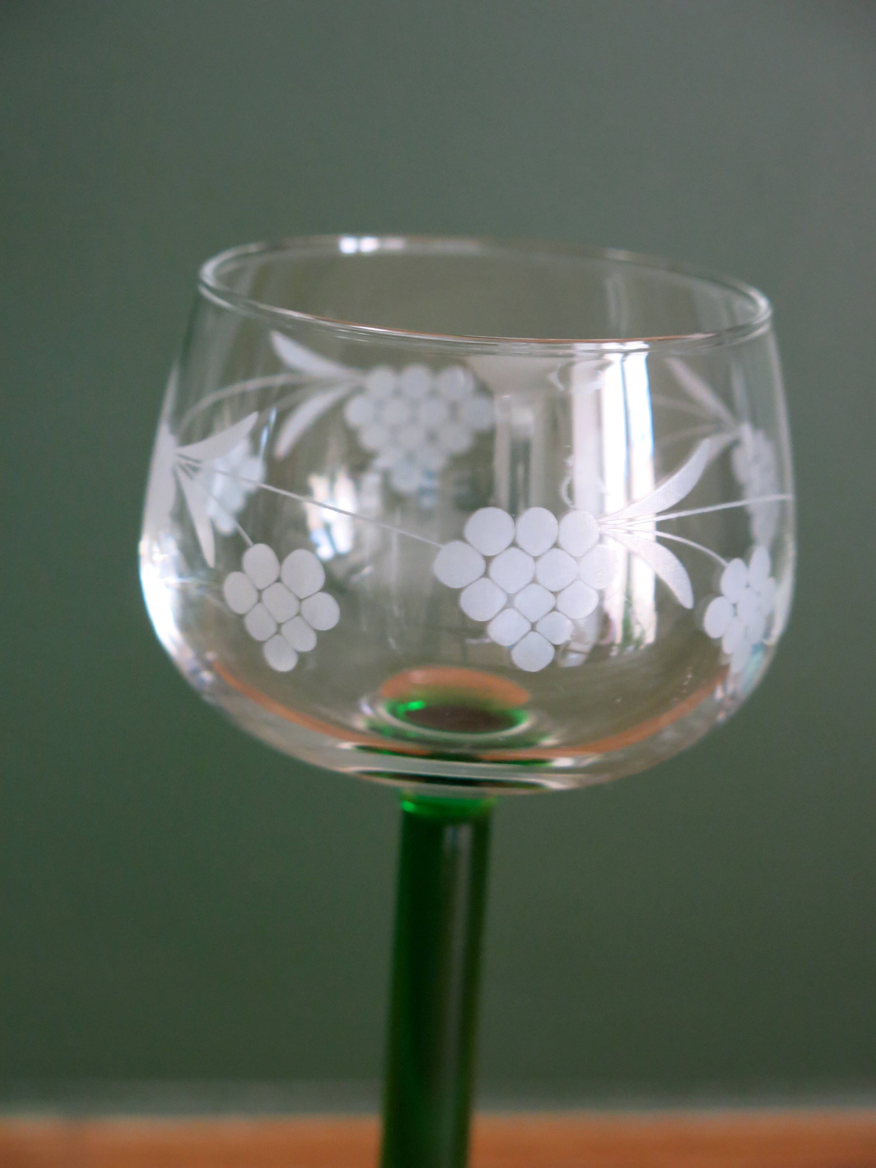 6 verres à vin d'Alsace sérigraphiés en très bon état