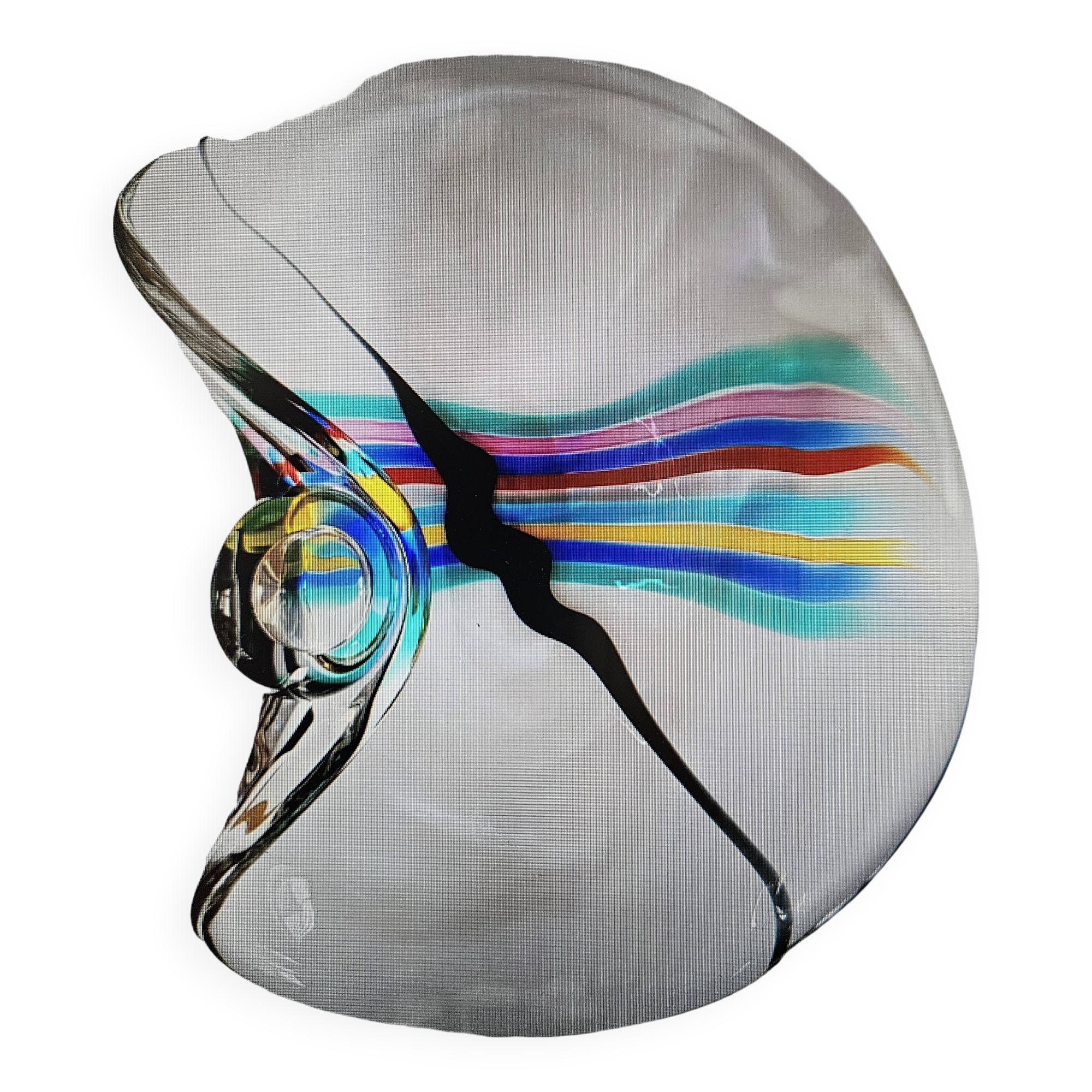 Livio Seguso, zware Murano glassen kom, Rainbow Design, 1993.