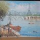 Ancien tableau Caroline Burnnet vue de Paris 1900