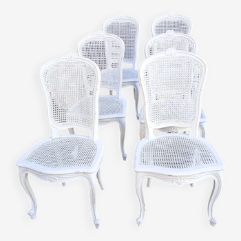Six chaises cannées de style louis XV