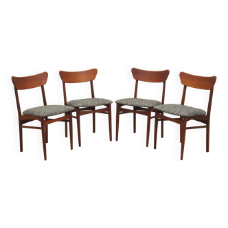 Set of four teak chairs, Danish design, 1970s, production: Denmark
