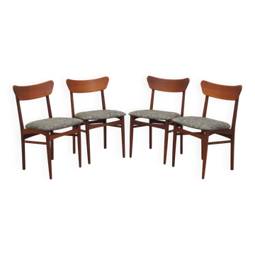 Set of four teak chairs, Danish design, 1970s, production: Denmark