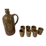 Carafe and 7 glasses in stoneware André Bodin