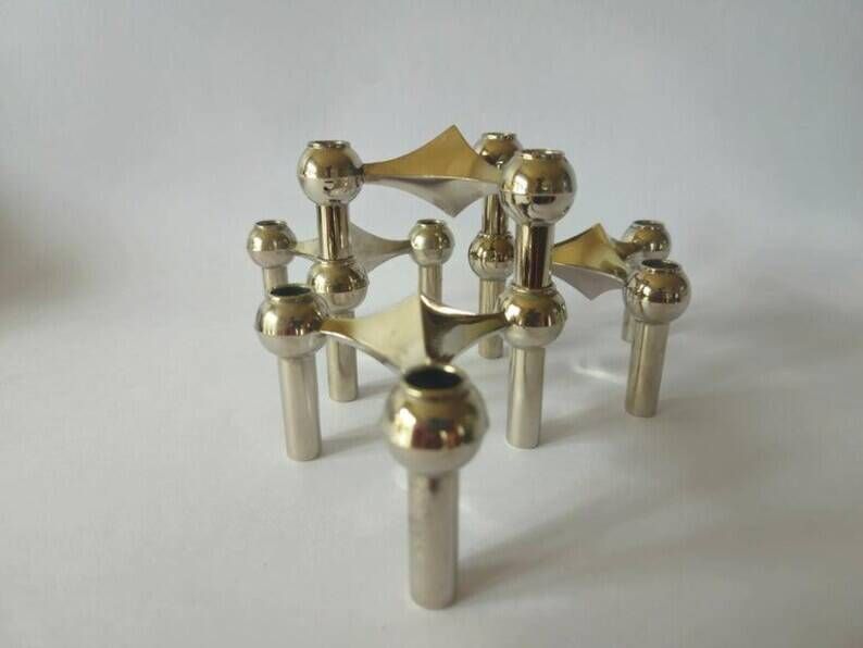 Set of Four Sculptural, Stackable Candle Holders Stoffi & Nagel for BMF Nagel