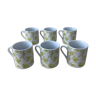 Porcelain coffee cups, green flower patterns