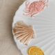 XL White Ceramic Oval Seafood Plate, 1980s Japan, Hand-Painted Relief, Vintage Decor