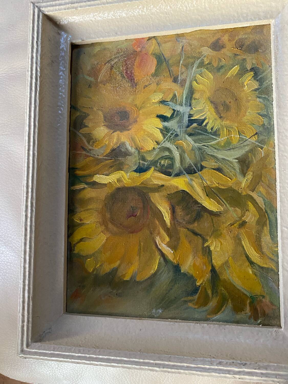Old framed oil on canvas “Sunflowers”