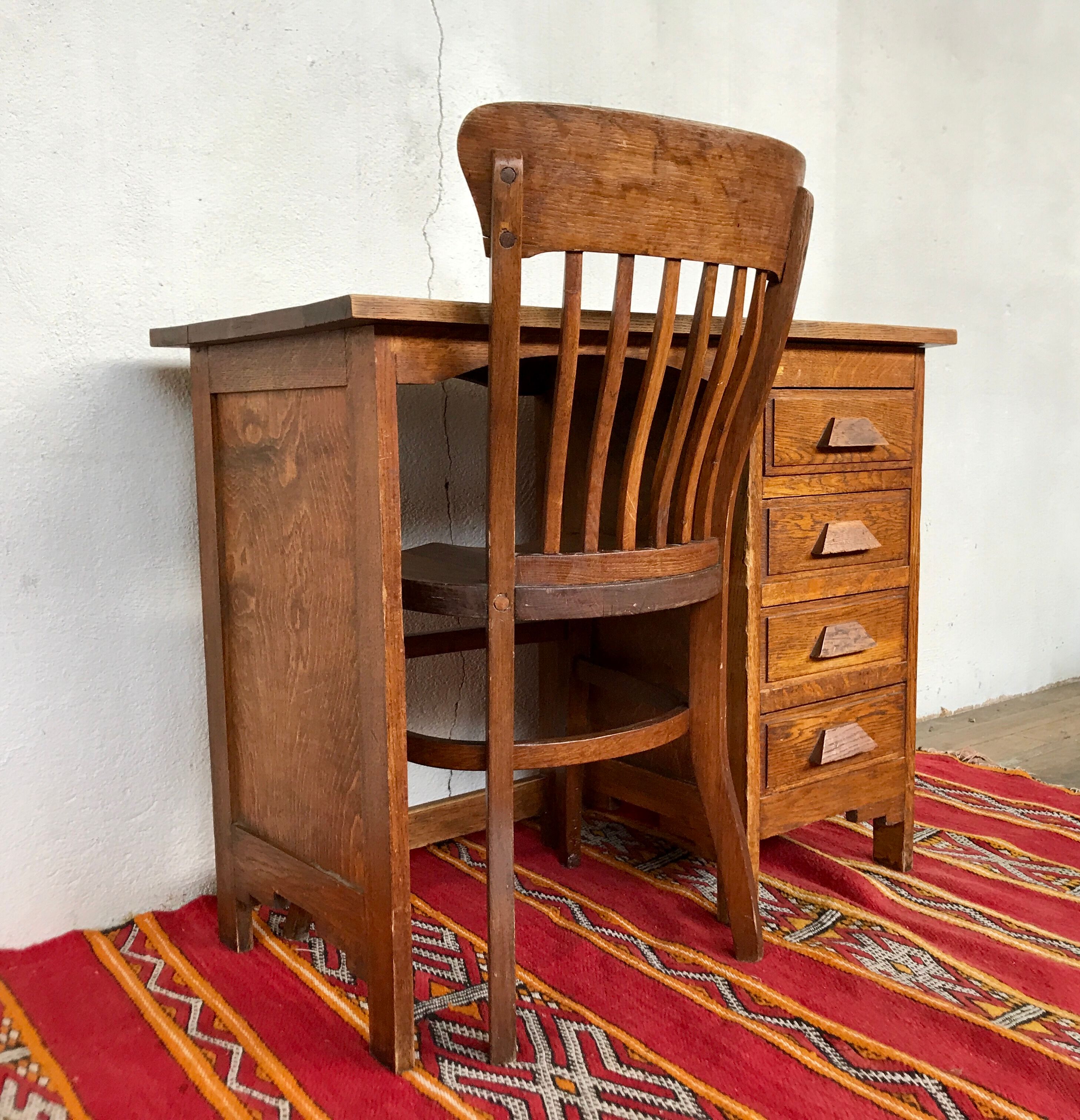 Bureau administratif en chêne 1900 vintage