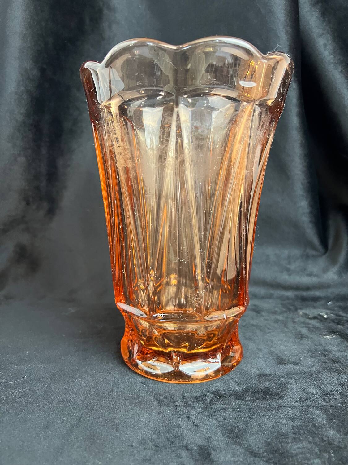 Old large pink glass vase circa 1960