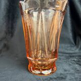 Old large pink glass vase circa 1960