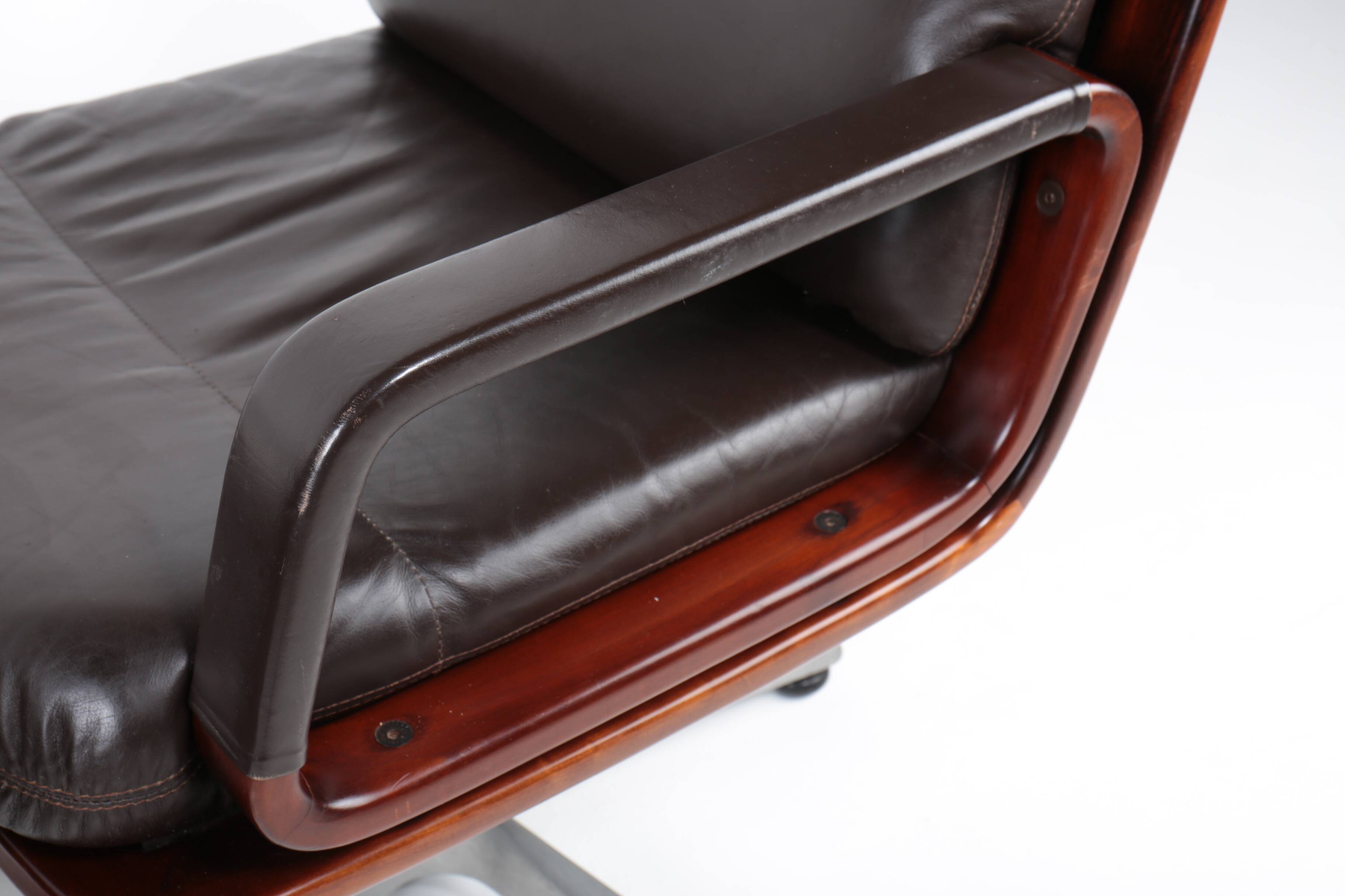 Pair of leather visitor armchairs by Eugen Schmidt