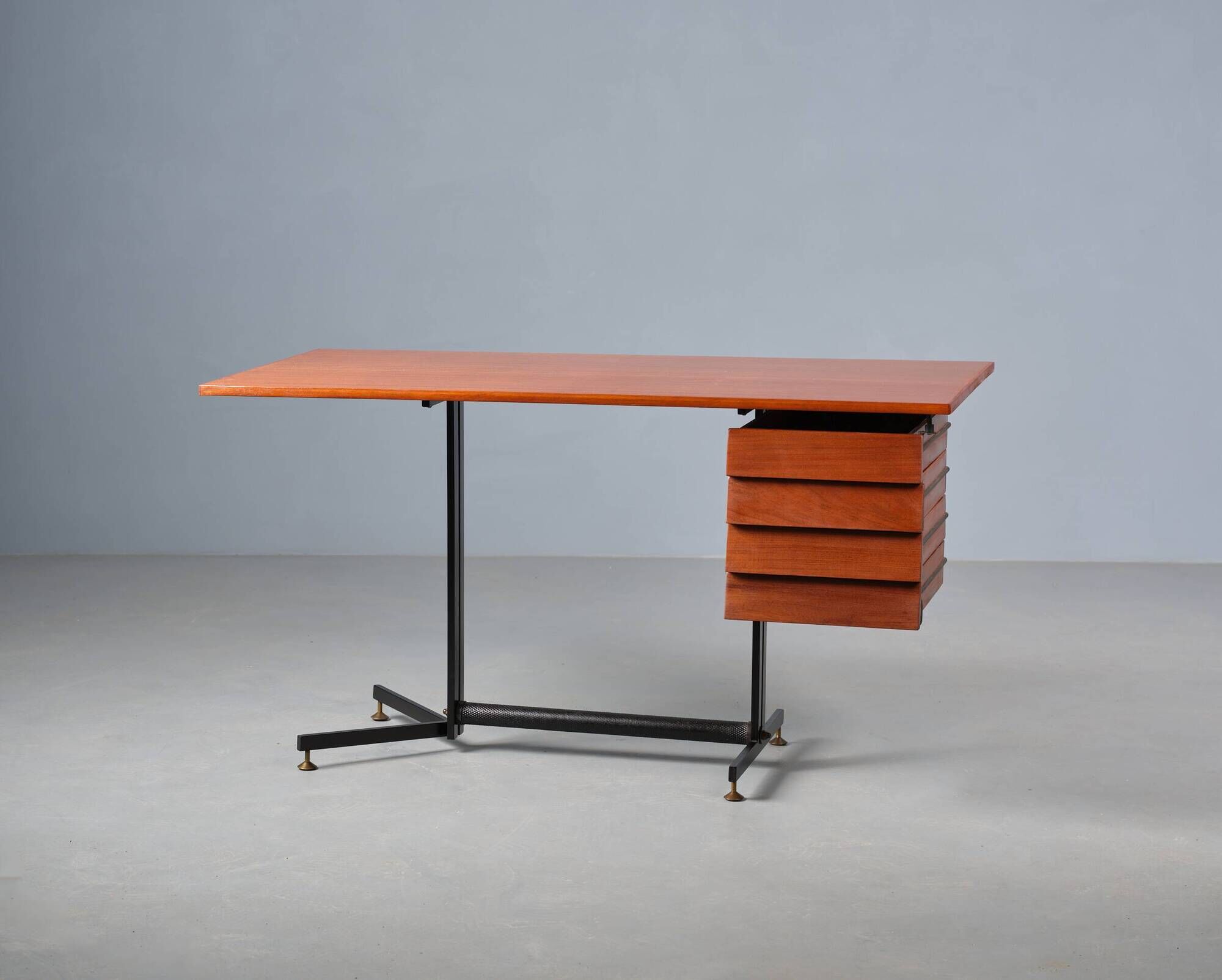 1950's Italian Mid Century Modern Teak Desk Table