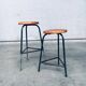 Set of Industrial Green Tripod Stool Set, Belgium, 1950s