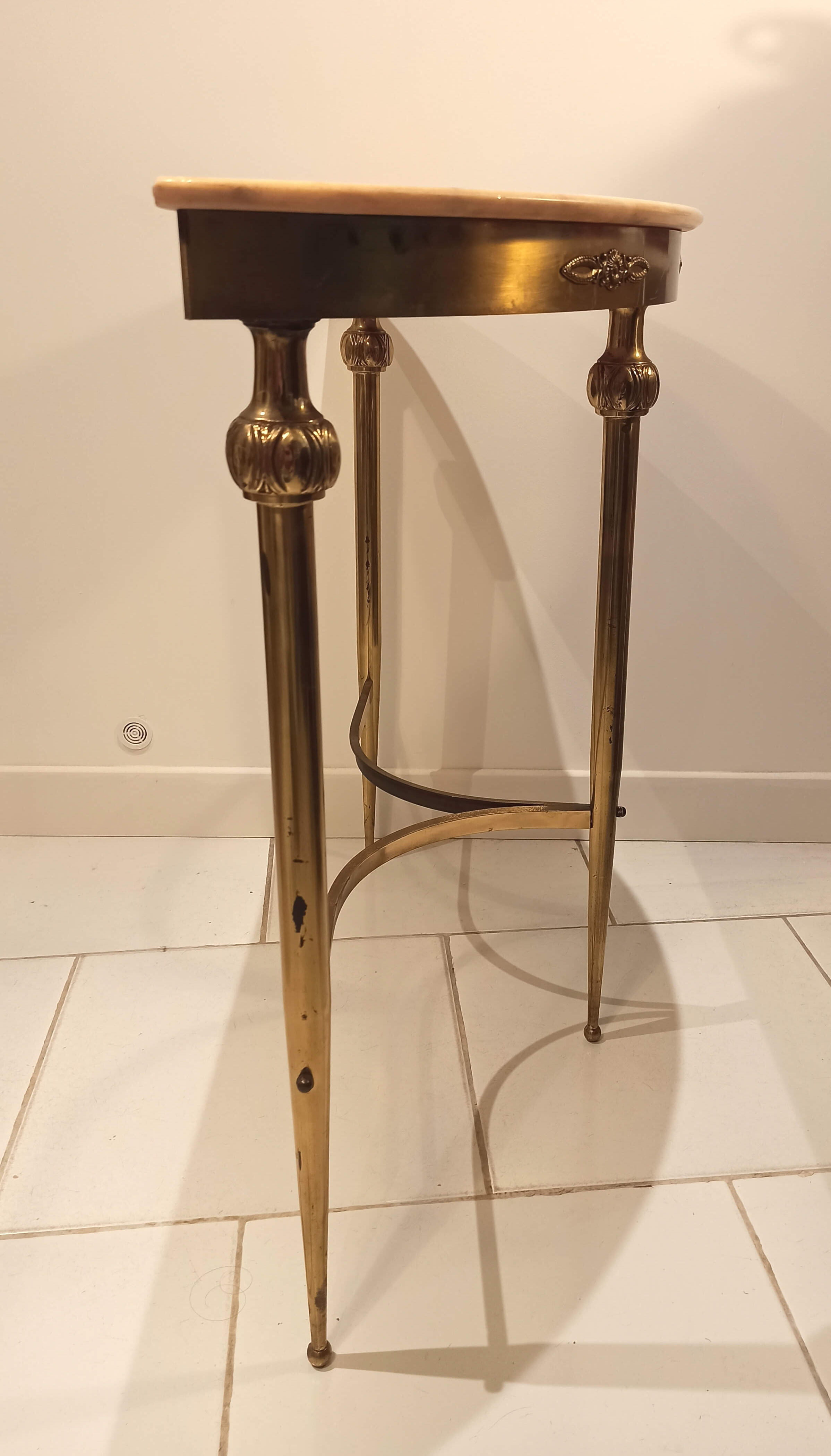 Baroque console old midcentury marble and gold metal