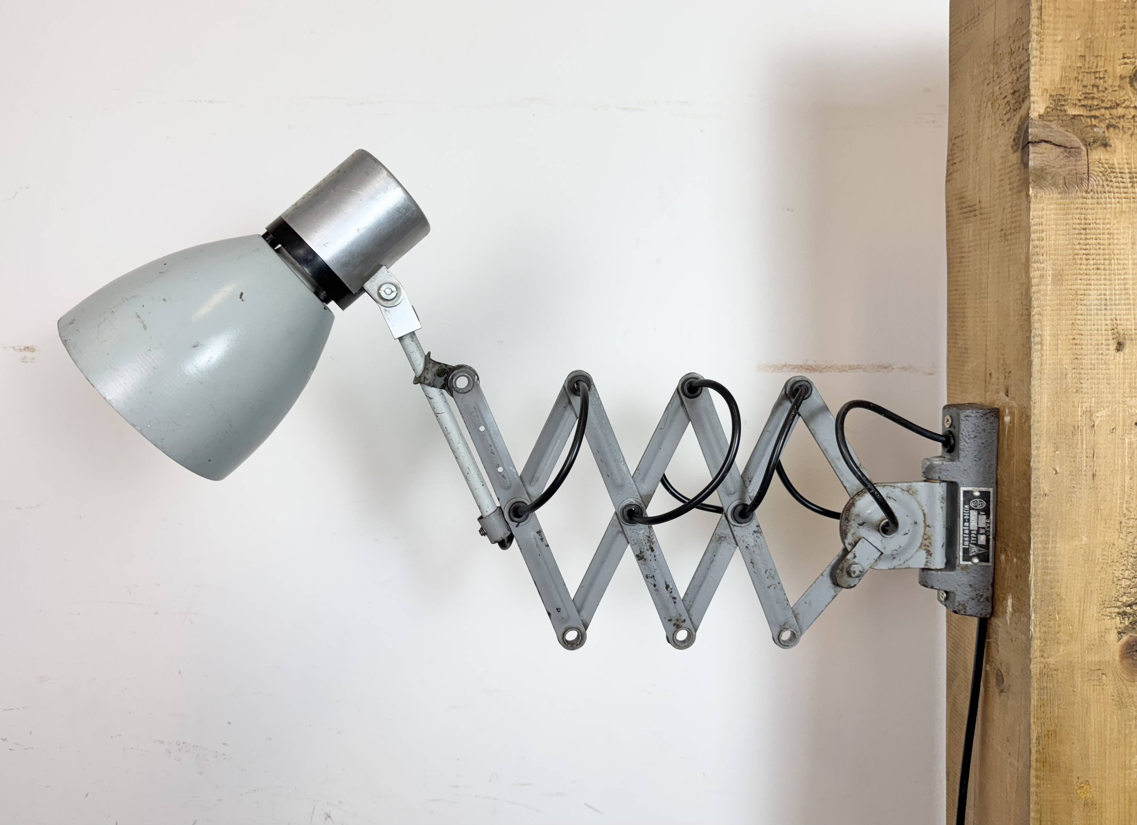 Industrial Grey Scissor Wall Lamp, 1960s