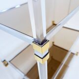 Claustra shelf in plexiglass, smoked glass and brass