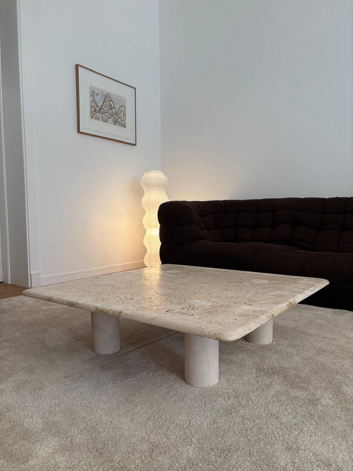 Travertine coffee table, Angelo Mangiarotti, Italy, 1970s