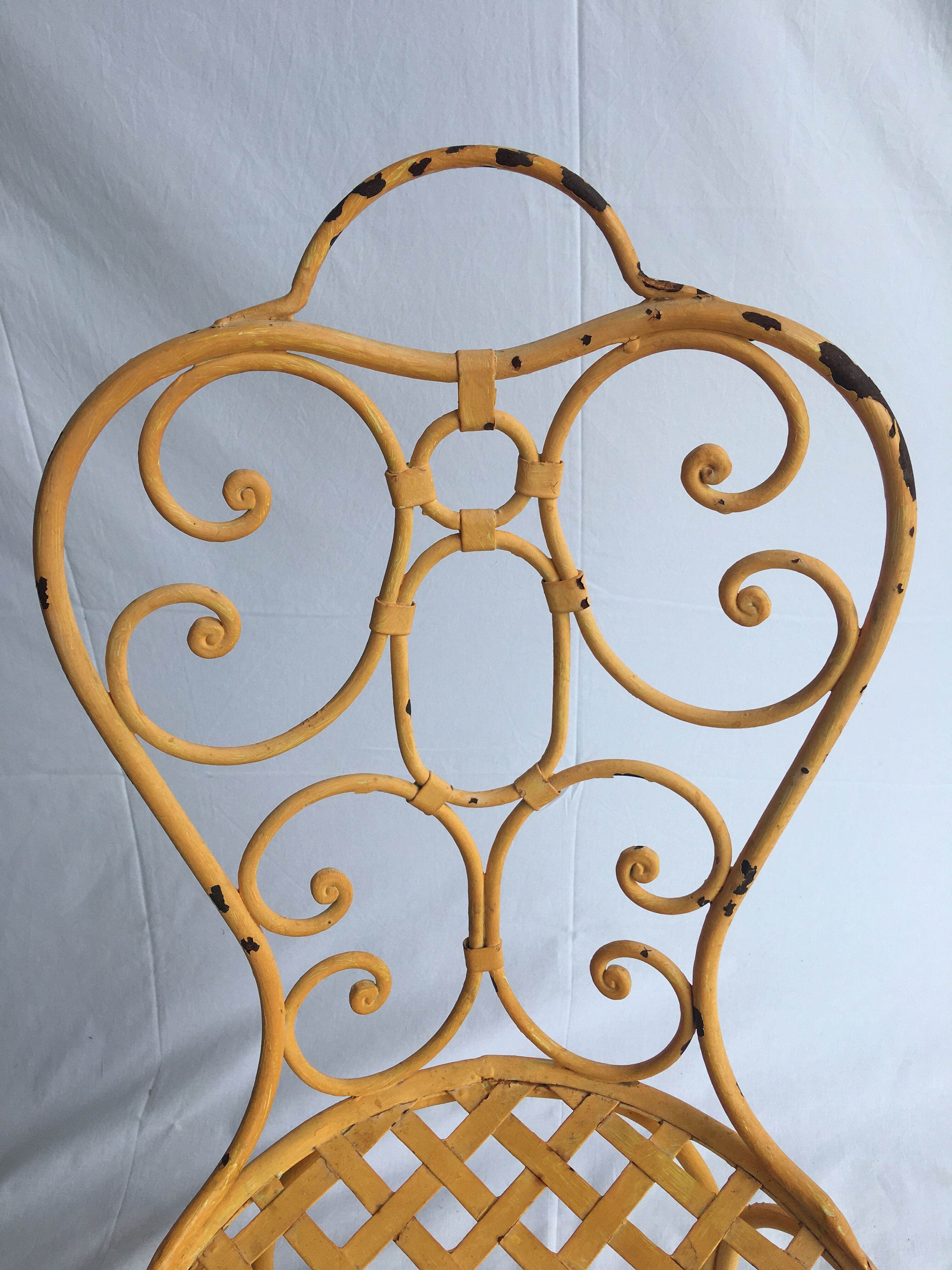Chaise en fer  assise tressée fin 19e
