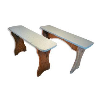 Pair of benches rustic early twentieth