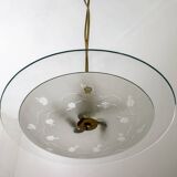 Attributed to Luigi Brusotti Mid-century Italian Glass and Brass Chandelier