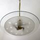 Attributed to Luigi Brusotti Mid-century Italian Glass and Brass Chandelier