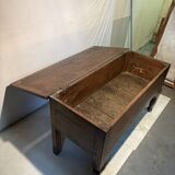 Large antique oak chest with turned legs