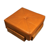 Stool / Ottoman Scandinavian leather & wood 1960