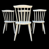Series of 4 vintage solid wood chairs Scandinavian style