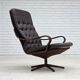 Fauteuil pivotant scandinave des années 1970, en cuir patchwork d'origine.