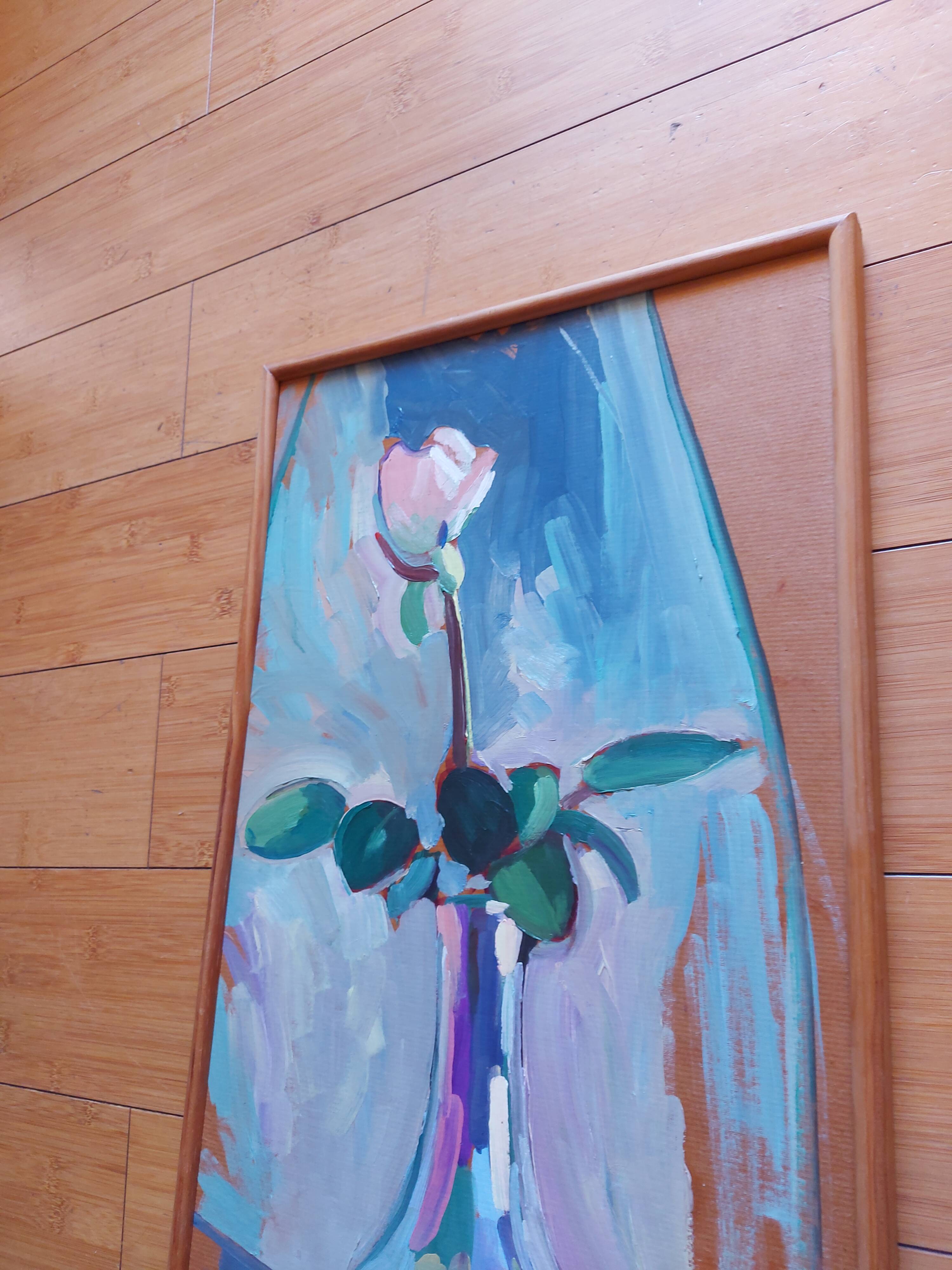 Painting, oil on wood, bouquet of flowers signed Pascal Louvet