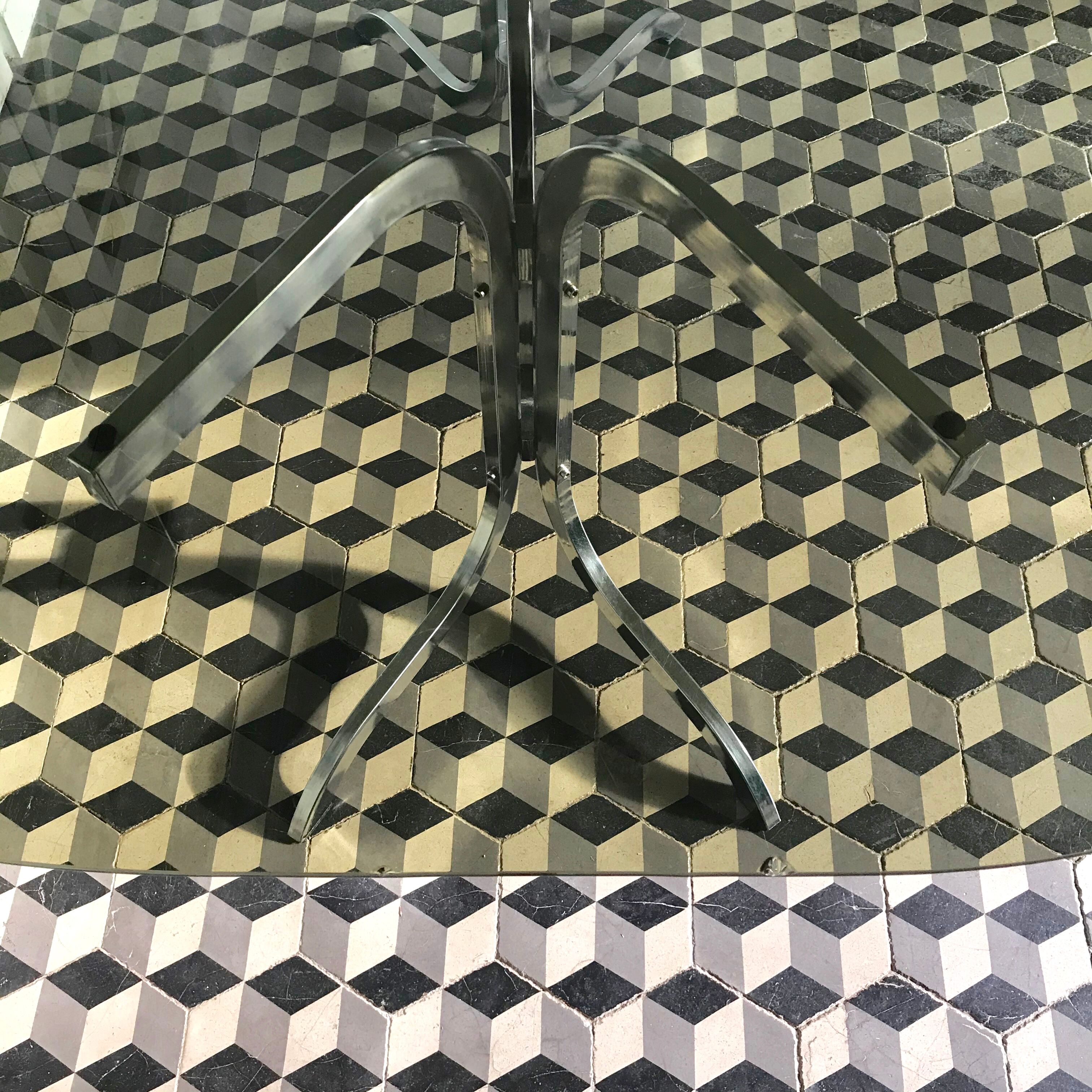 Vintage dining table in green smoked glass