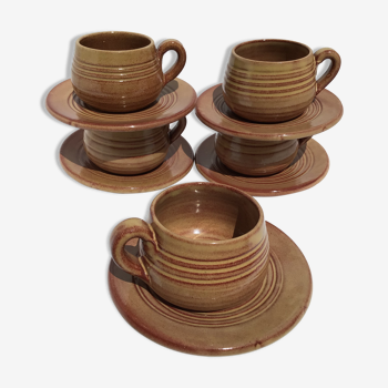 5 Cups Vallauris artisanal red brown terracotta