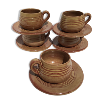 5 Cups Vallauris artisanal red brown terracotta