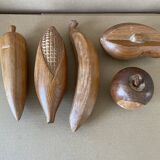Lot of carved wooden fruits