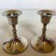 Pair of small silver metal tulip foot candle holders
