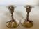Pair of small silver metal tulip foot candle holders